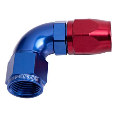 ALLOY 90 DEG HOSE END -6AN BLUE CUTTER STYLE FULL FLOW