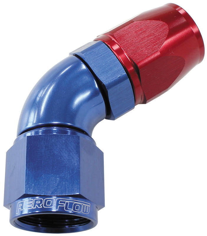 60 DEG -6AN FULL FLOW TEFLON HOSE END BLUE 1 PIECE FULLFLOW