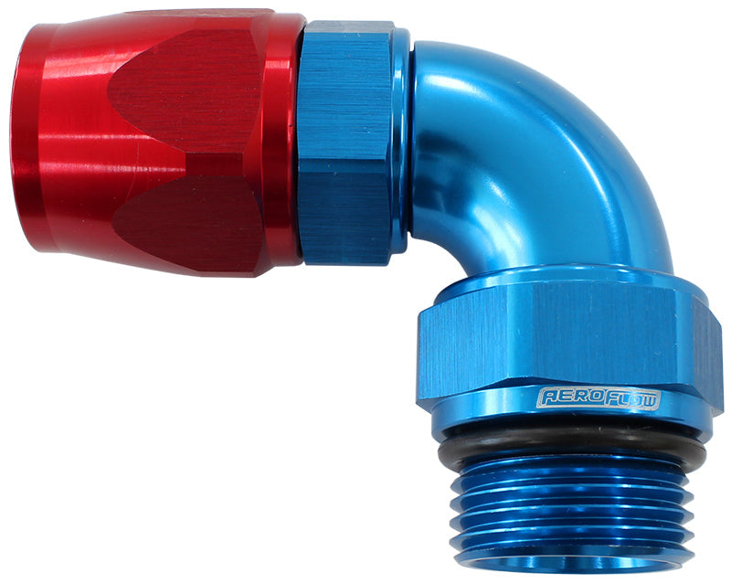 MALE END -12ORB to 12AN TEFLONFULL FLOW BILLET 90 DEG BLUE