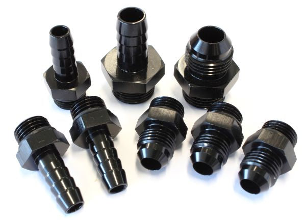 AEROFLOW SURGE TANK FITTINGS BLACK REPL KIT BARB & AN FITT