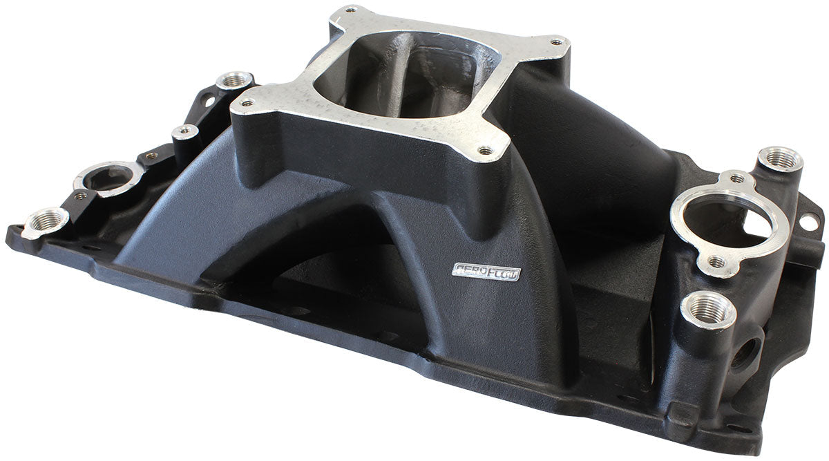 SBC HI RISE INTAKE MANIFOLD SINGLE PLANE CHEV 350 BLACK