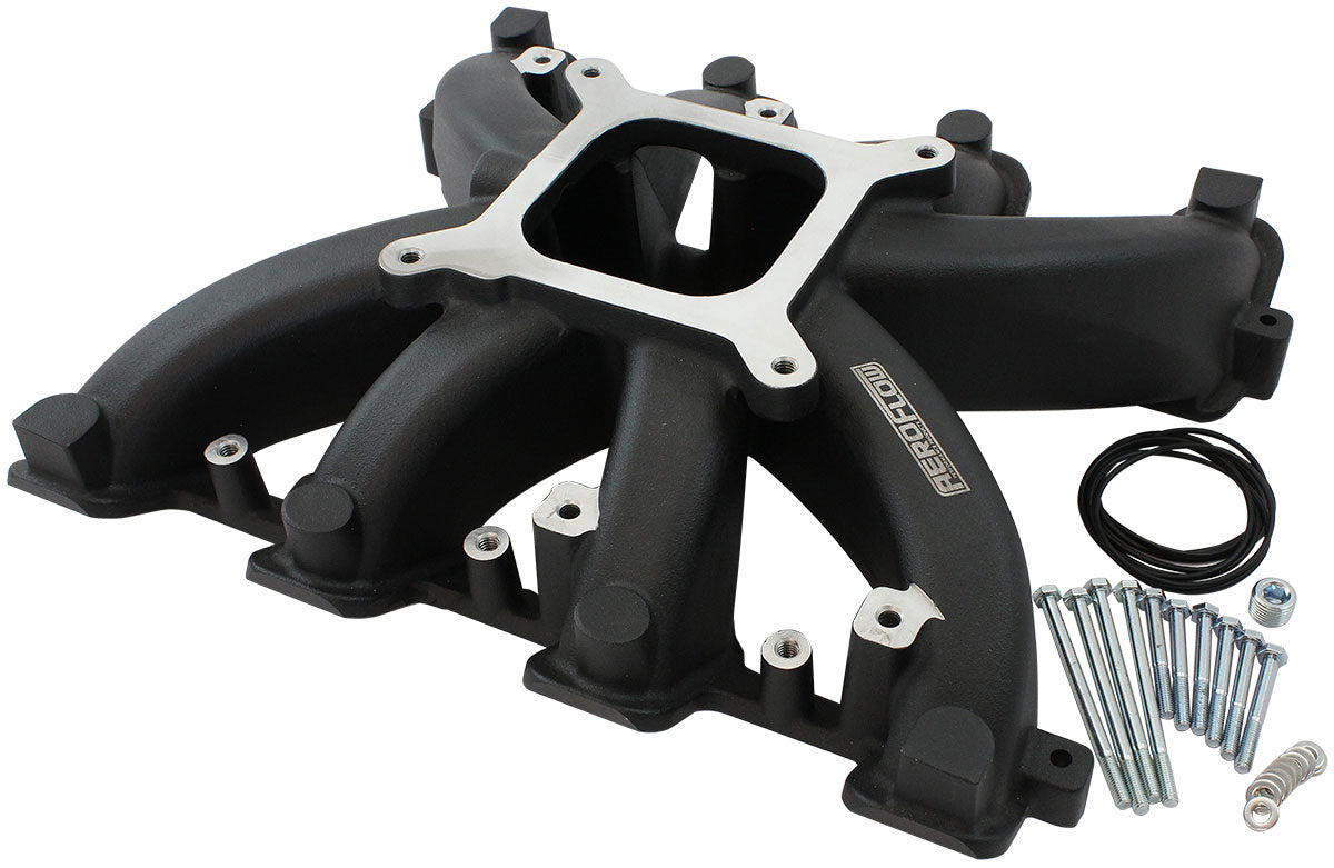 GM LS CARBY INTAKE MANIFOLD RECTANGLE PORT NON-EFI LS3 BLACK Aeroflow - AF 6240-6000