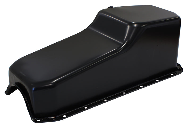 STEEL STOCK OIL PAN SBC BLACK LH/SIDE DIPSTICK REAR SUMP