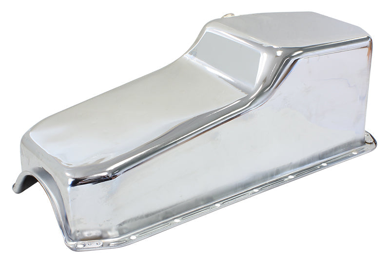 STEEL STOCK OIL PAN SBC CHROM LH/SIDE DIPSTICK REAR SUMP