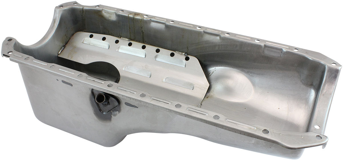 STEEL STOCK OIL PAN BBC RAW RH/SIDE DIPSTICK REAR SUMP