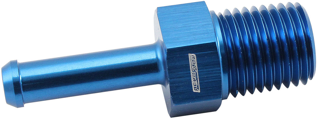 MALE 1/4" NPT TO 1/4" BARB BLUE STRAIGHT MALE TO MALE