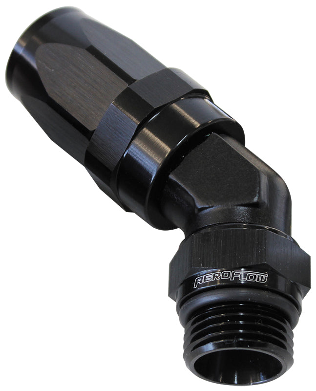 45 Deg -12 Hose to Male -12 Thread Black