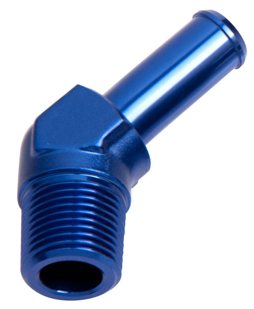 45 DEG 3/8"NPT TO 3/8" BARB BLUE MALE TO MALE