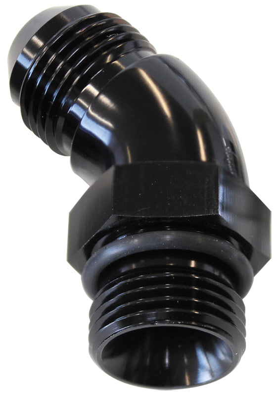 45 DEG -8ORB TO -10AN COMPLET WITH JAM NUT AND O-RING BLACK