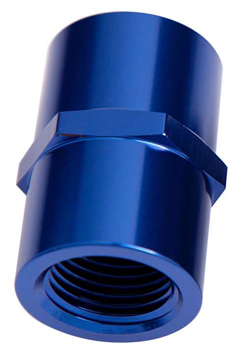 FEMALE COUPLER 1/4" NPT BLUE FEMALE TO FEMALE