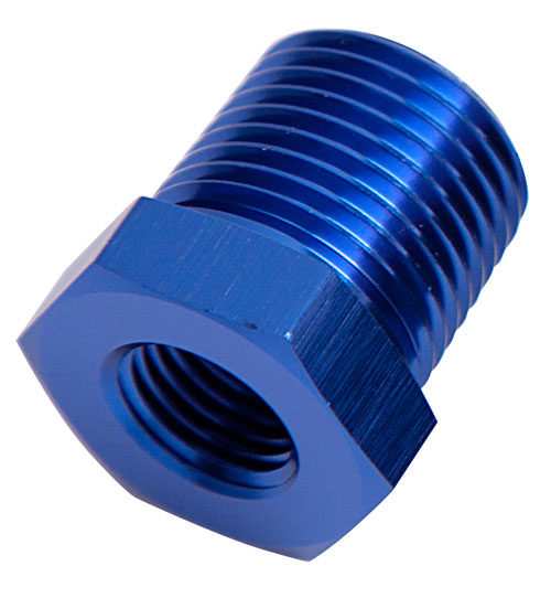 NPT PIPE REDUCER, BLUE 1/2" NPT MALE, 1/8" NPT FEMALE