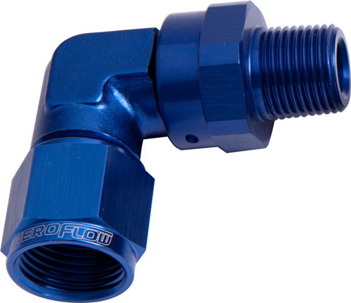 90 DEG 1/8" NPT TO -4AN BLACK FEMALE SWIVEL NUT