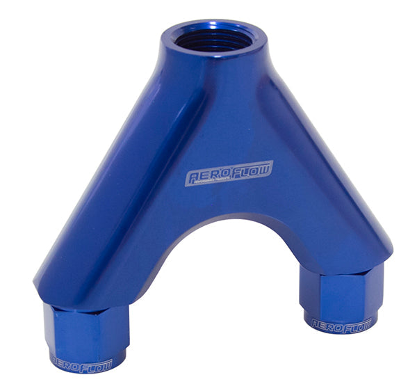 BILLET Y-PIECE 2X -8AN FEMALE TO 1X -10ORB BLUE