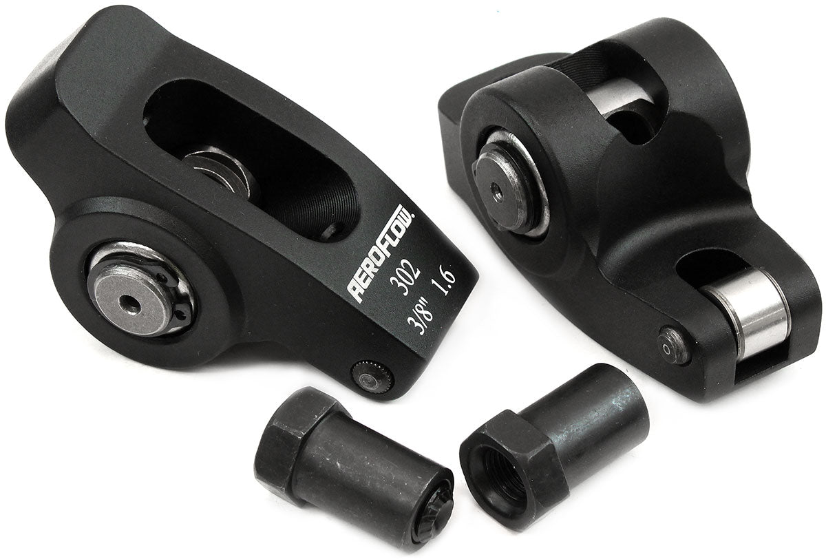 SBF ROCKER ARMS 3/8" STUD 1.6 RATIO WINDSOR 302 351 ROLLER ALLOY Aeroflow - AF 95-1120-2