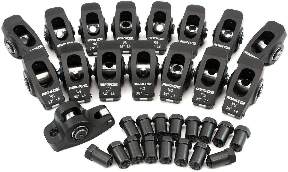 SBF ROCKER ARMS 3/8" STUD 1.6 RATIO WINDSOR 302 351 ROLLER ALLOY Aeroflow - AF 95-1120