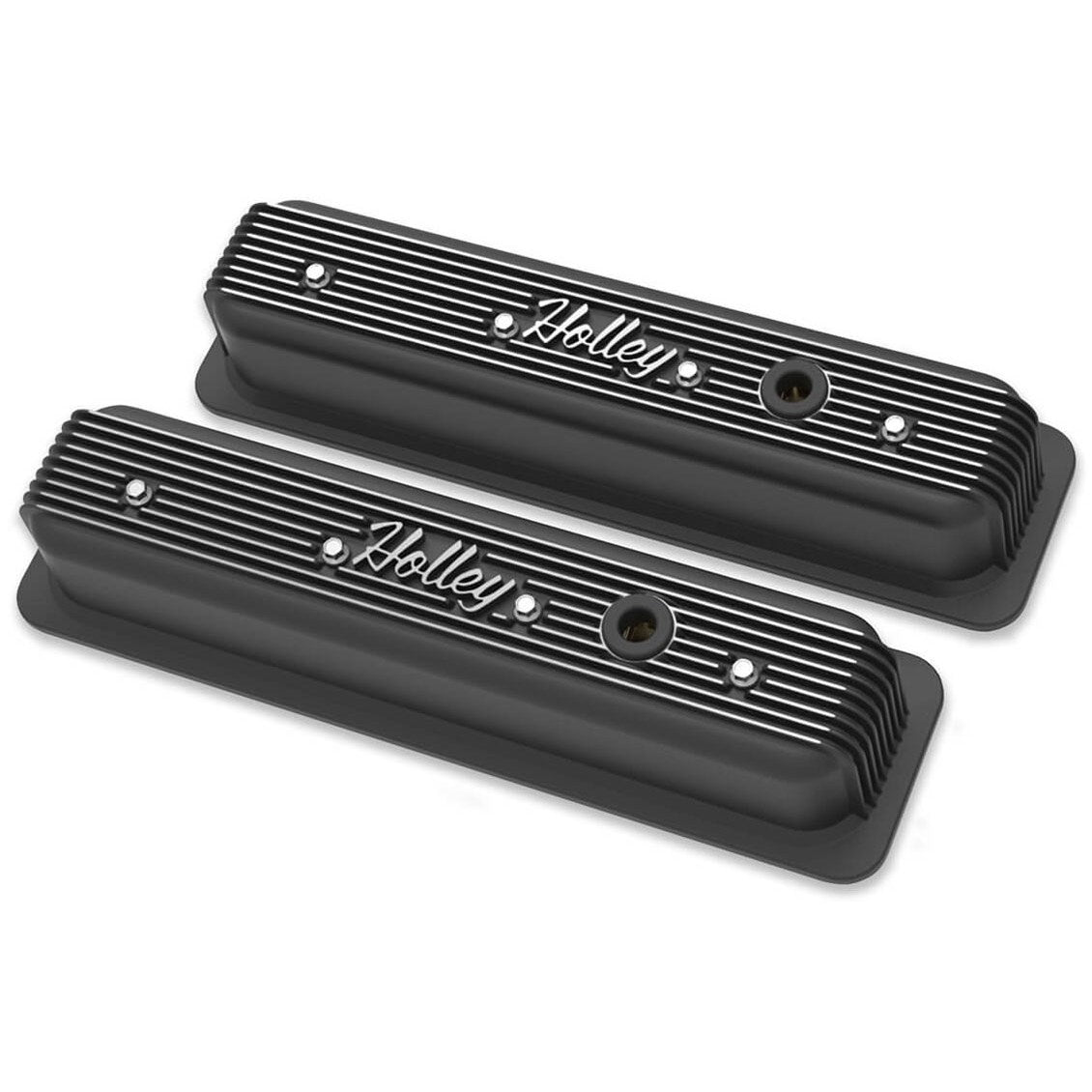 Holley Vintage Series Fined Valve Covers Black