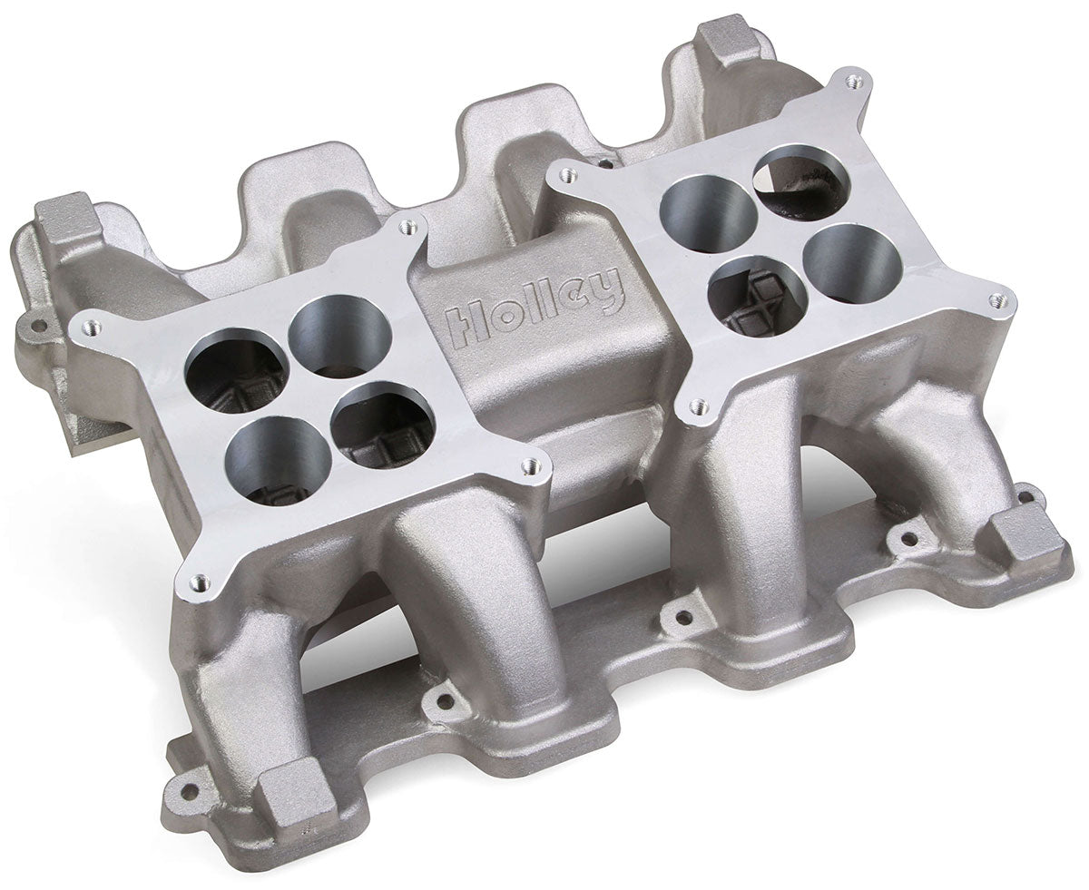 Holley Dual Plane Mid-Rise Intake Manifold, Natural Finish
